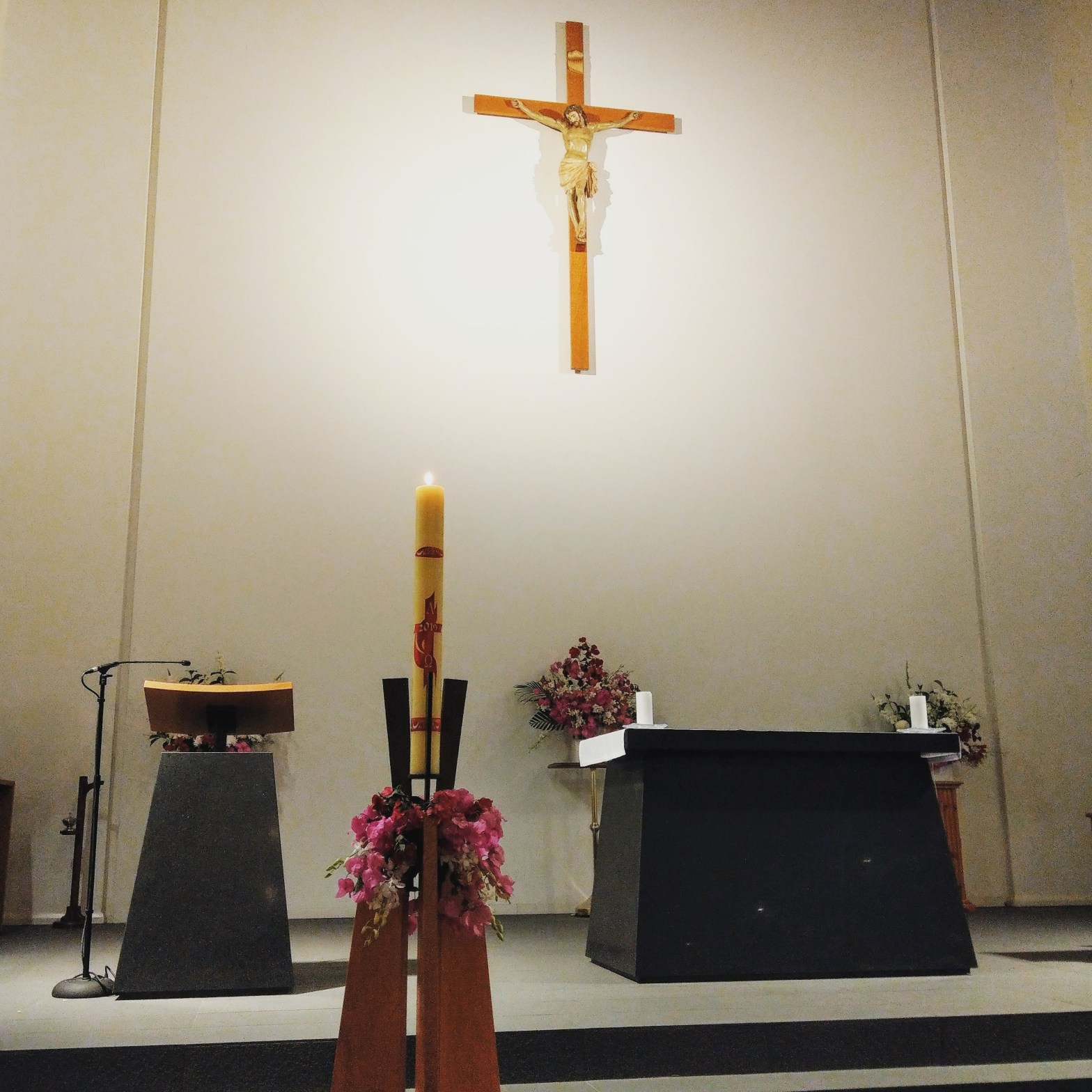 Church sanctuary at Easter